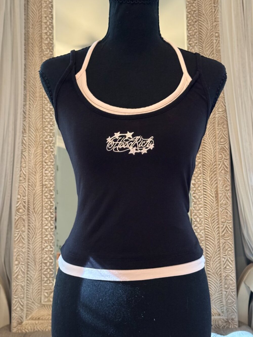 Hoodrich Y2K Black Pink Layered Halter Tank Top Size M - Picture 8 of 8
